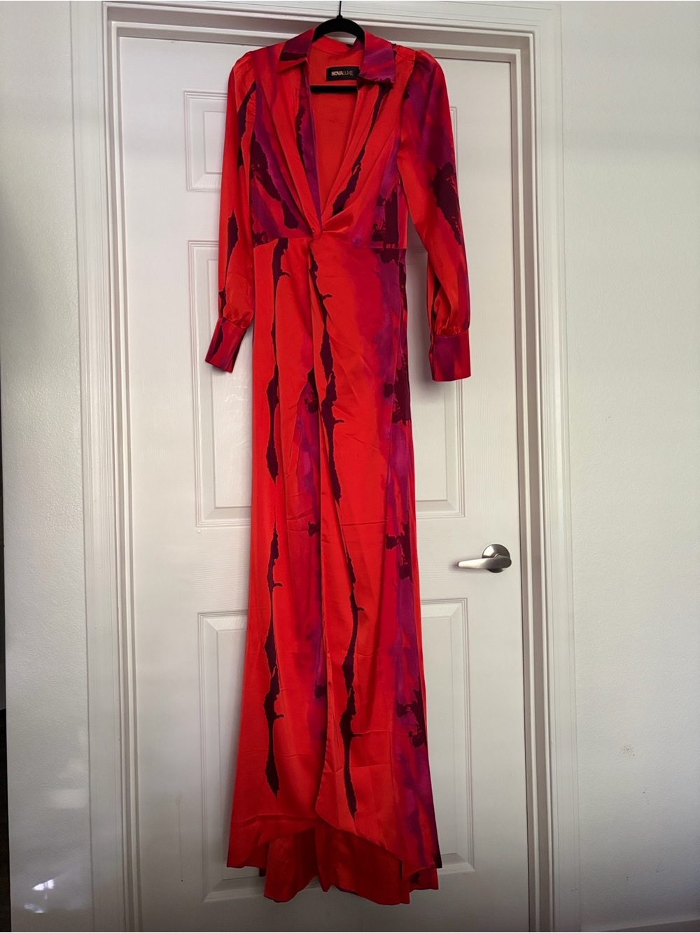 Gabriella Long Sleeve Maxi Dress - Orange Red Pink